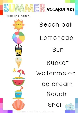 Read and match: Summer Vocabulary