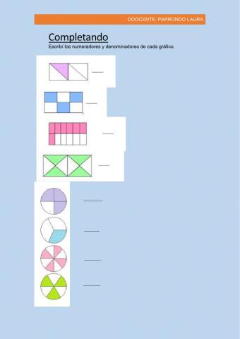 Fracciones Gráficos, completo numerador y denominador