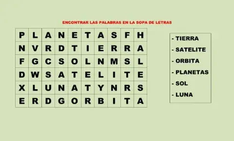 Sopa de letras Sistema Solar