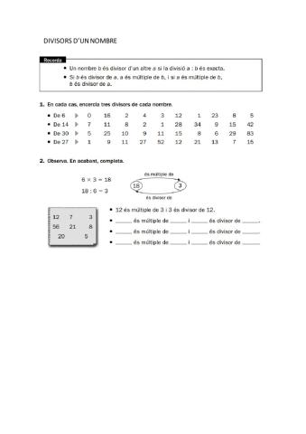 Divisors d'un nombre