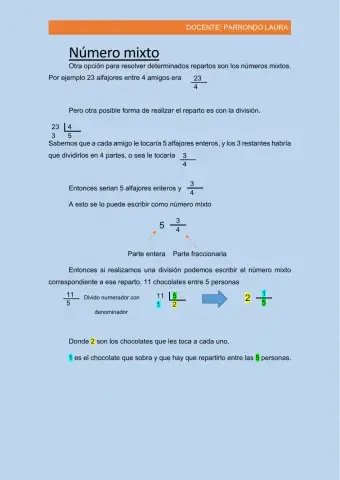 Fracciones Número mixto