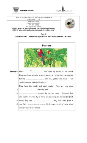 Movers Practice Reading and Writing Part 6