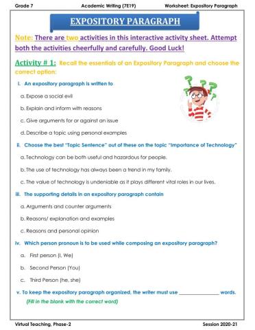 Composing an Expository Paragraph