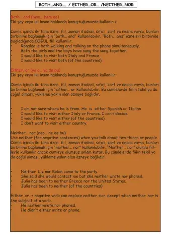 Correlative Conjuctions (ikili bağlaçlar)