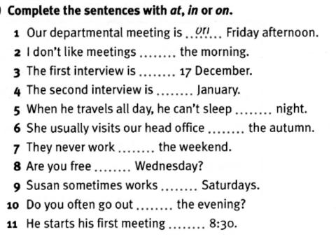 Prepositions of Time