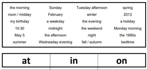 Prepositions of Time