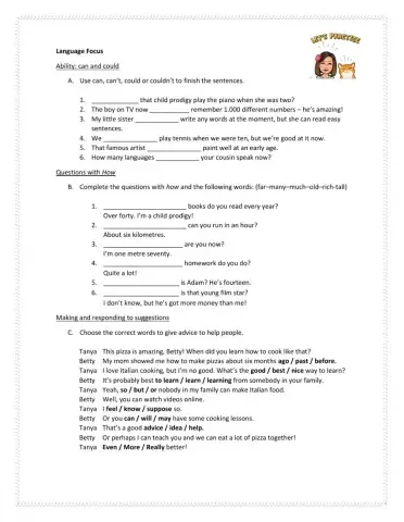 Can and could for abilities