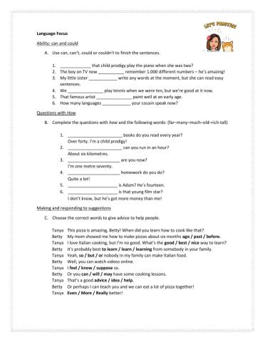 Can and could for abilities