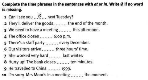Prepositions of Time