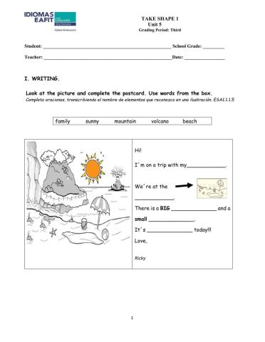 Take shape 1 unit 5 writing midterm