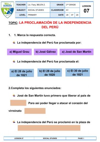 La Proclamación de la Independencia del Perú