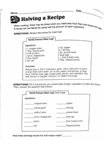 Halve a recipe