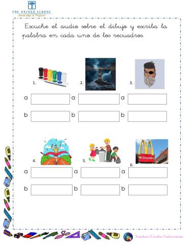 Escribir palabras con familia sílabas t