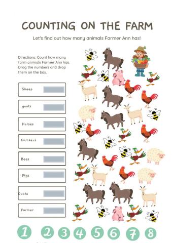 Counting farm animals with numbers
