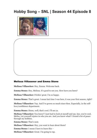 English. Hobbies Song Activity