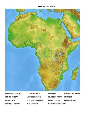Mapa físico de áfrica
