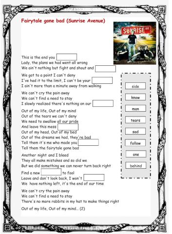 Fairytale gone bad (Sunrise Avenue)