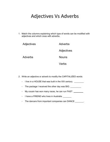 Adjectives Vs. Adverbs