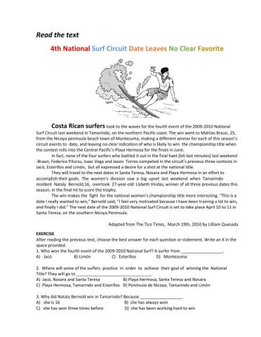 In the Public Eye -- Costa Rican Surfers