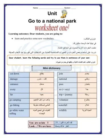 WorkSheet  1  Unit  3  T1 G8