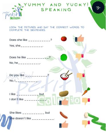 Yummy and Yucky! Speaking