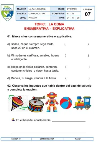 La Coma Enumerativa - Explicativa