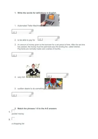 Money vocabulary test