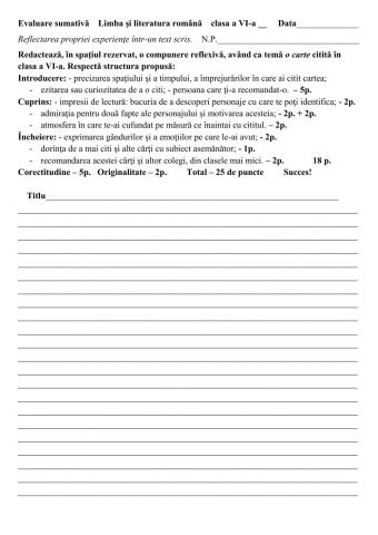 Reflectarea propriei experienţe într-un text scris