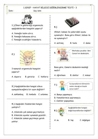 Hayat bilgisi dönem değerlendirmesi 5