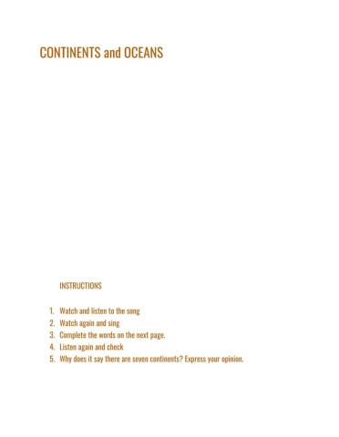 Continents and oceans song