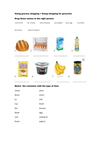Grocery shopping - Vocabulary
