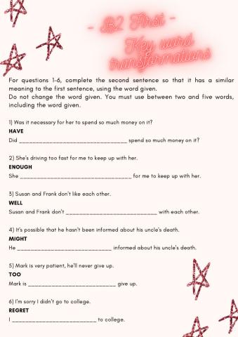 B2 First - Key word transformations (22.07)
