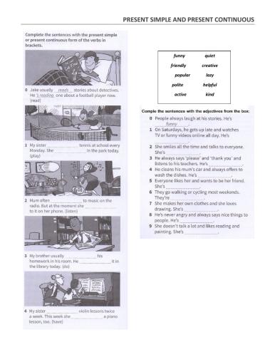 present simple and present continuous-adjectives