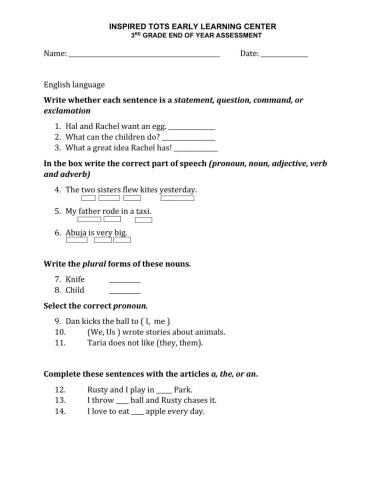 End of Year Assessment