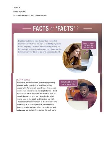 I 8 Unit 8B Skills: Reading