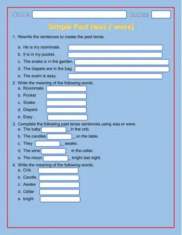 Past Tense - was - were