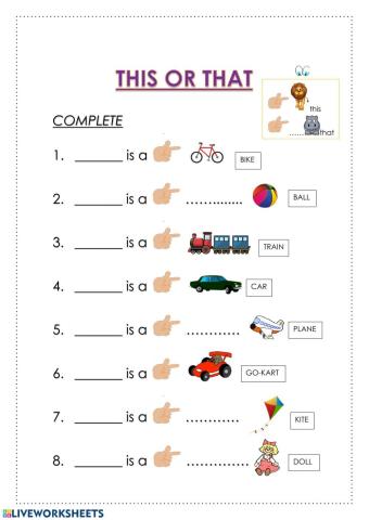 This and That worksheet for Primary 3-8 ANKC