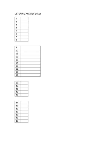 Listening Worksheet