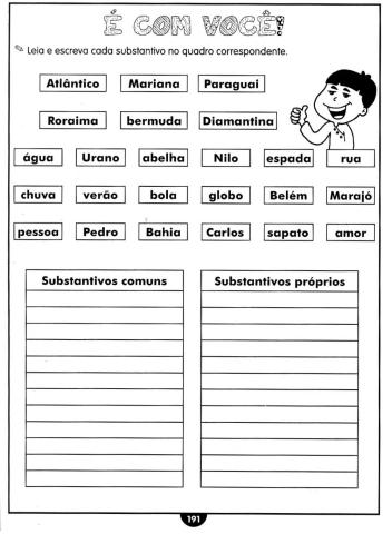 Substantivos comuns e próprios