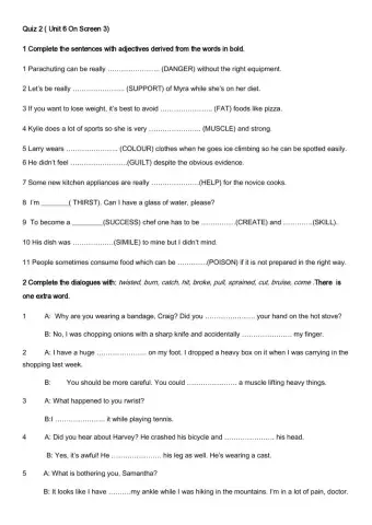 Quiz Onscreen 3 Unit 6