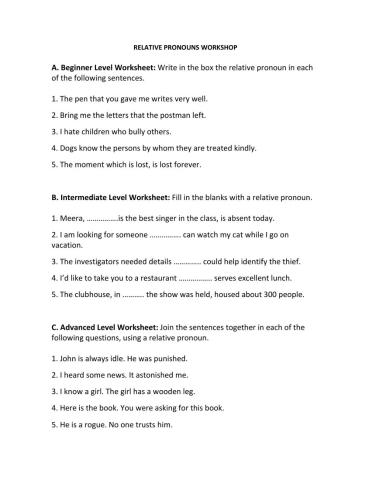 Relative Pronouns Practice