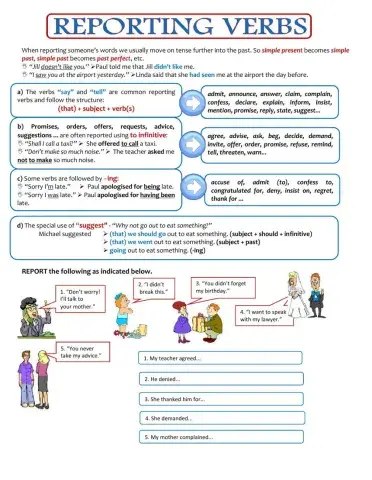 Reporting Verbs Practice