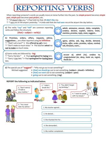 Reporting Verbs Practice
