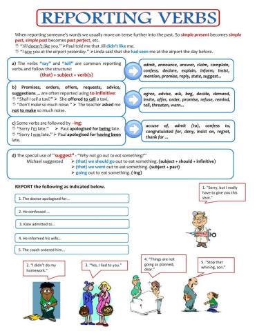 Reporting Verbs Practice