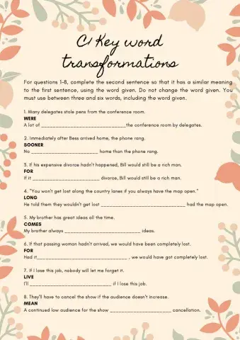 C1 Advanced - Key word transformations (23.07)