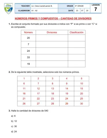 Números primos y compuestos