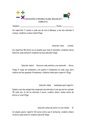División o prueba de la división (elegir)