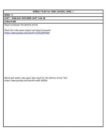 HS L1 WEEKLY PLAN week 4