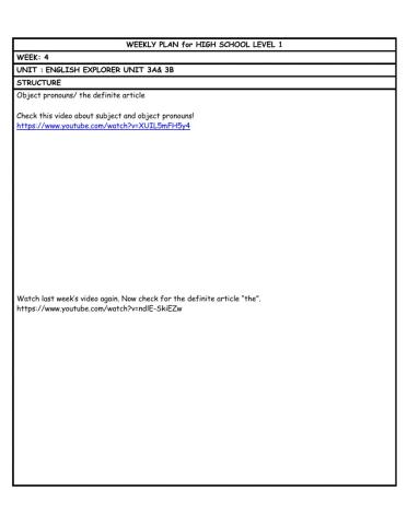 HS L1 WEEKLY PLAN week 4