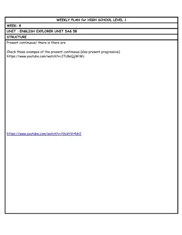 HS L1 WEEKLY PLAN week 8
